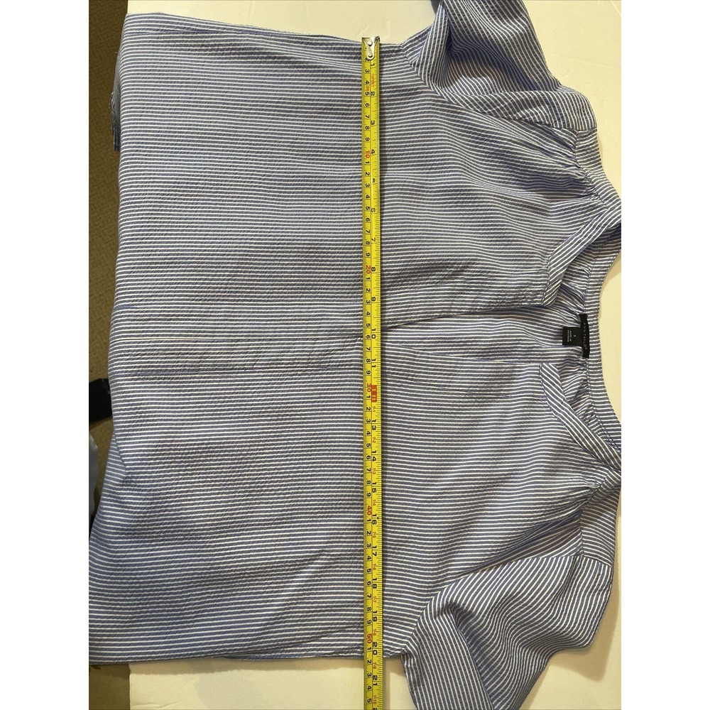 ANN TAYLOR Misses. S Cotton Lyocel Blouse Blue White Stripes - Picture 7 of 8